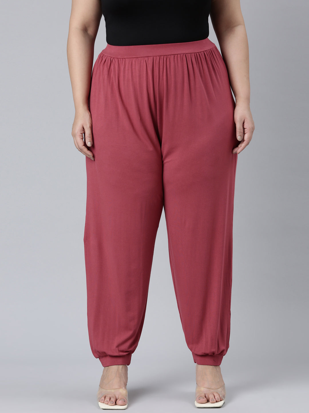 Rusty Pink Viscose Stretch Harems