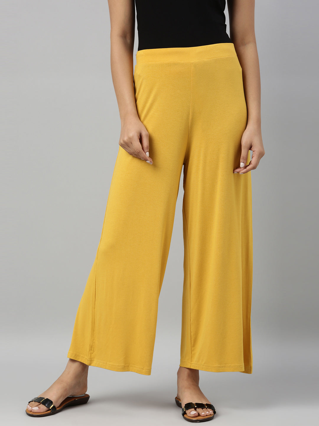 Golden Yellow Viscose Knit Palazzo
