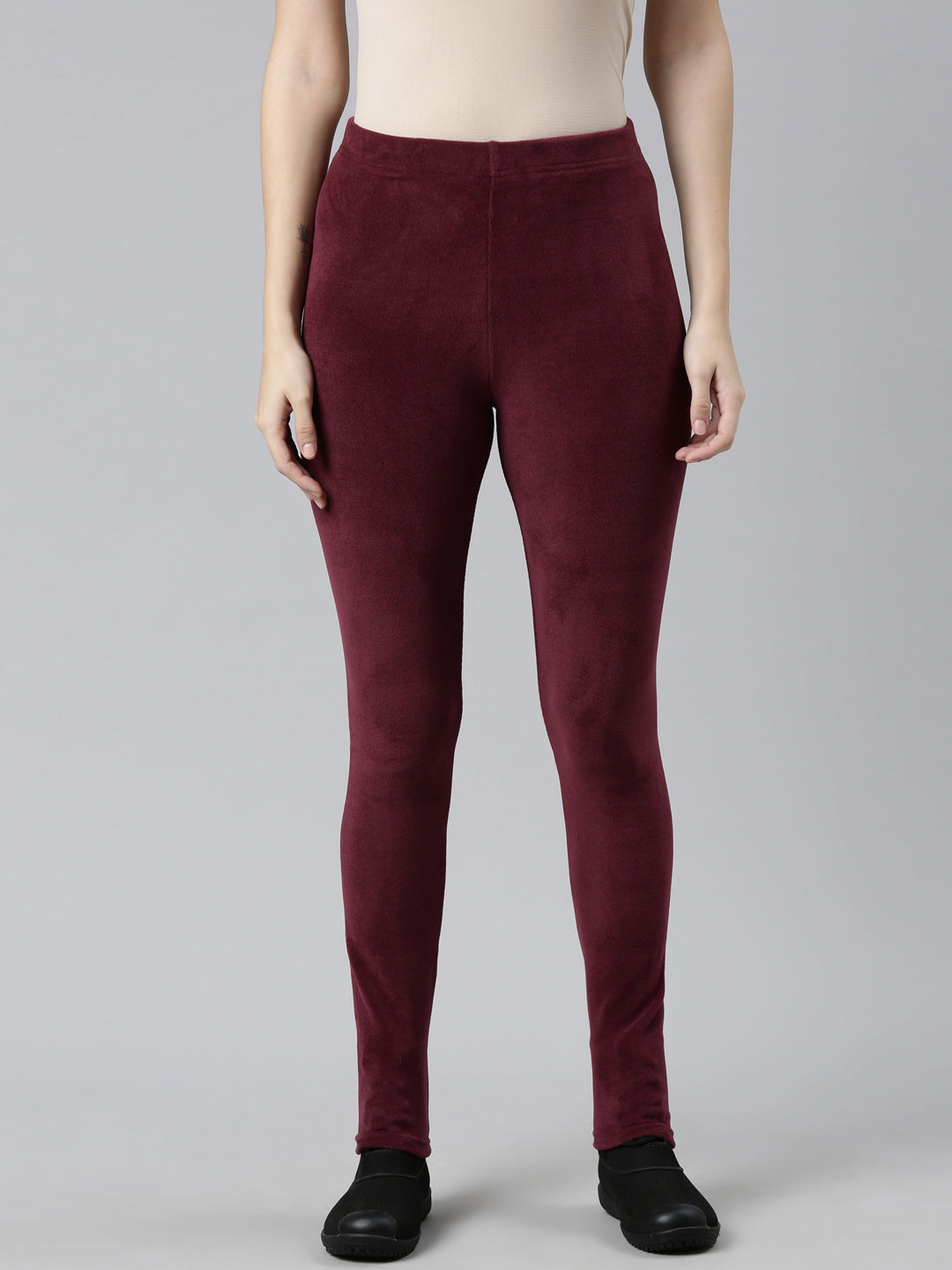 Maroon Velour Ultra Warm Leggings