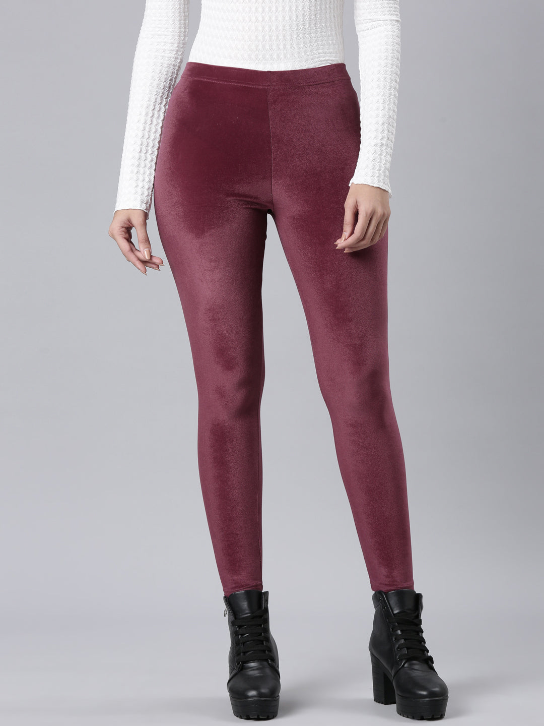 Maroon Velour Leggings