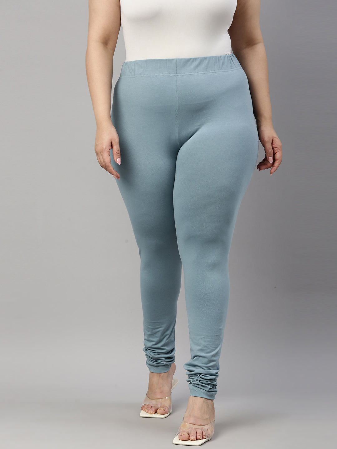 Dusty Blue Cotton Stretch Churidar