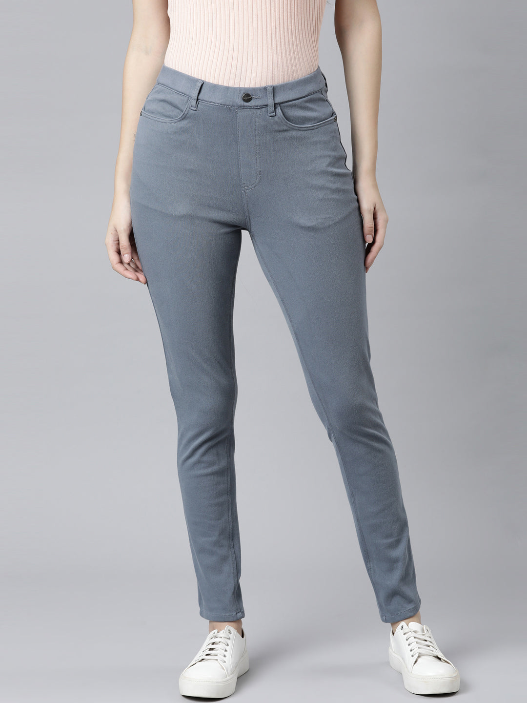 Jeans Blue Cotton Polyester Super Stretch Jeggings