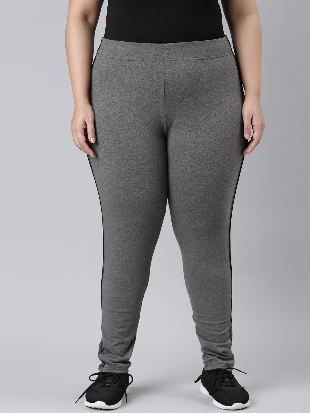 Antra Melanges Cotton Stretch Side Stripes Active Leggings