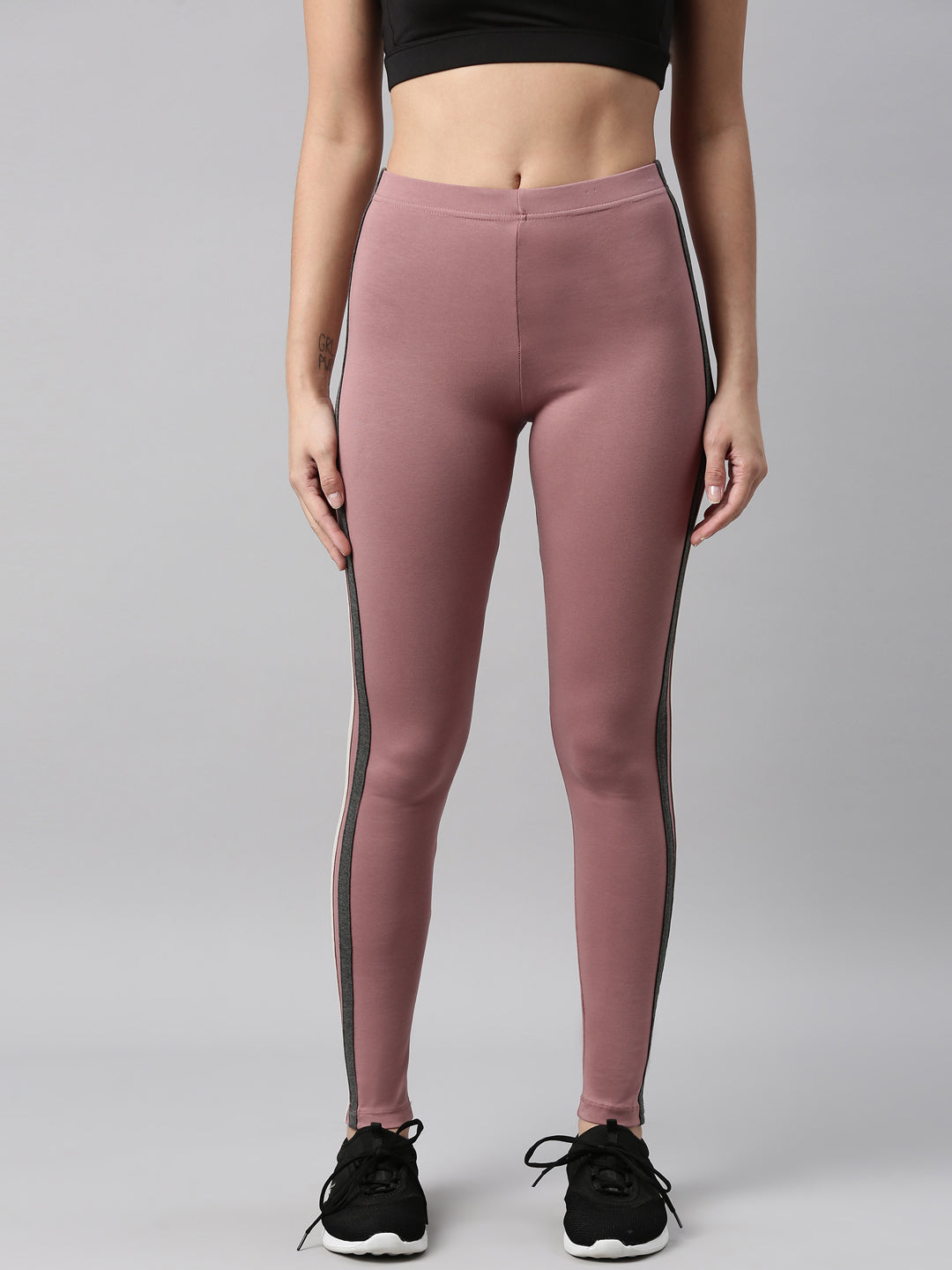 Dusty Voilet Cotton Stretch Two Tone Side Stripe Track Pant