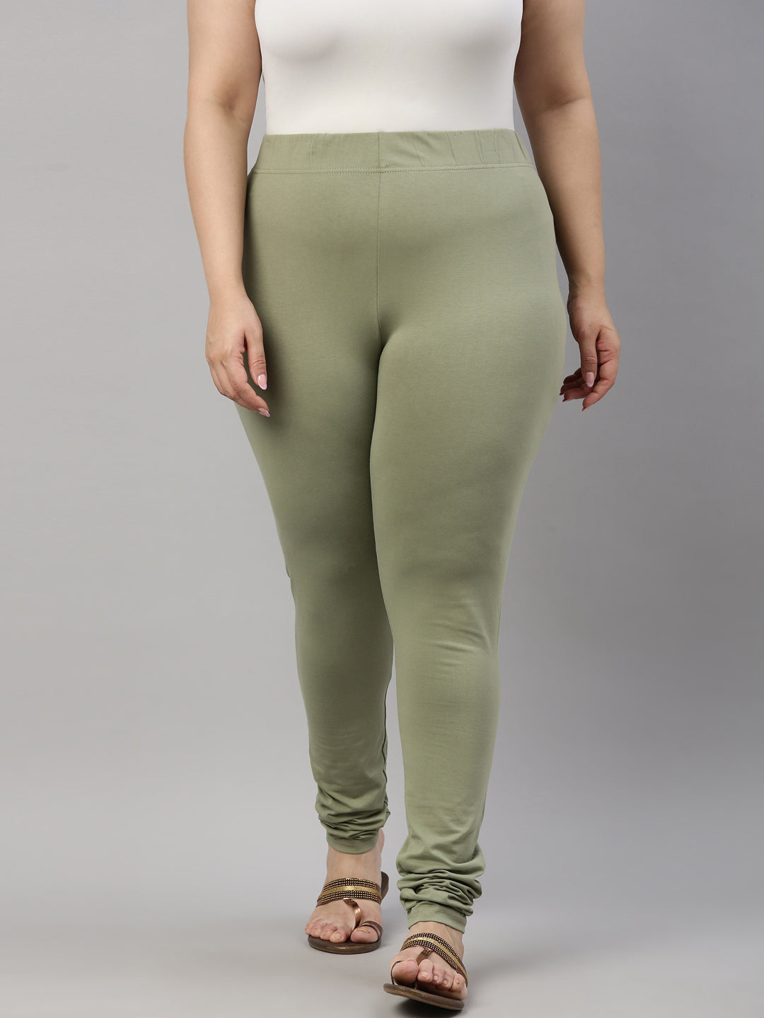 Dusty Green Cotton Stretch Churidar