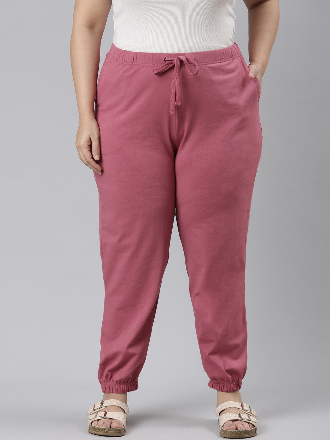Light Wine Cotton Stretch Casual Joggers