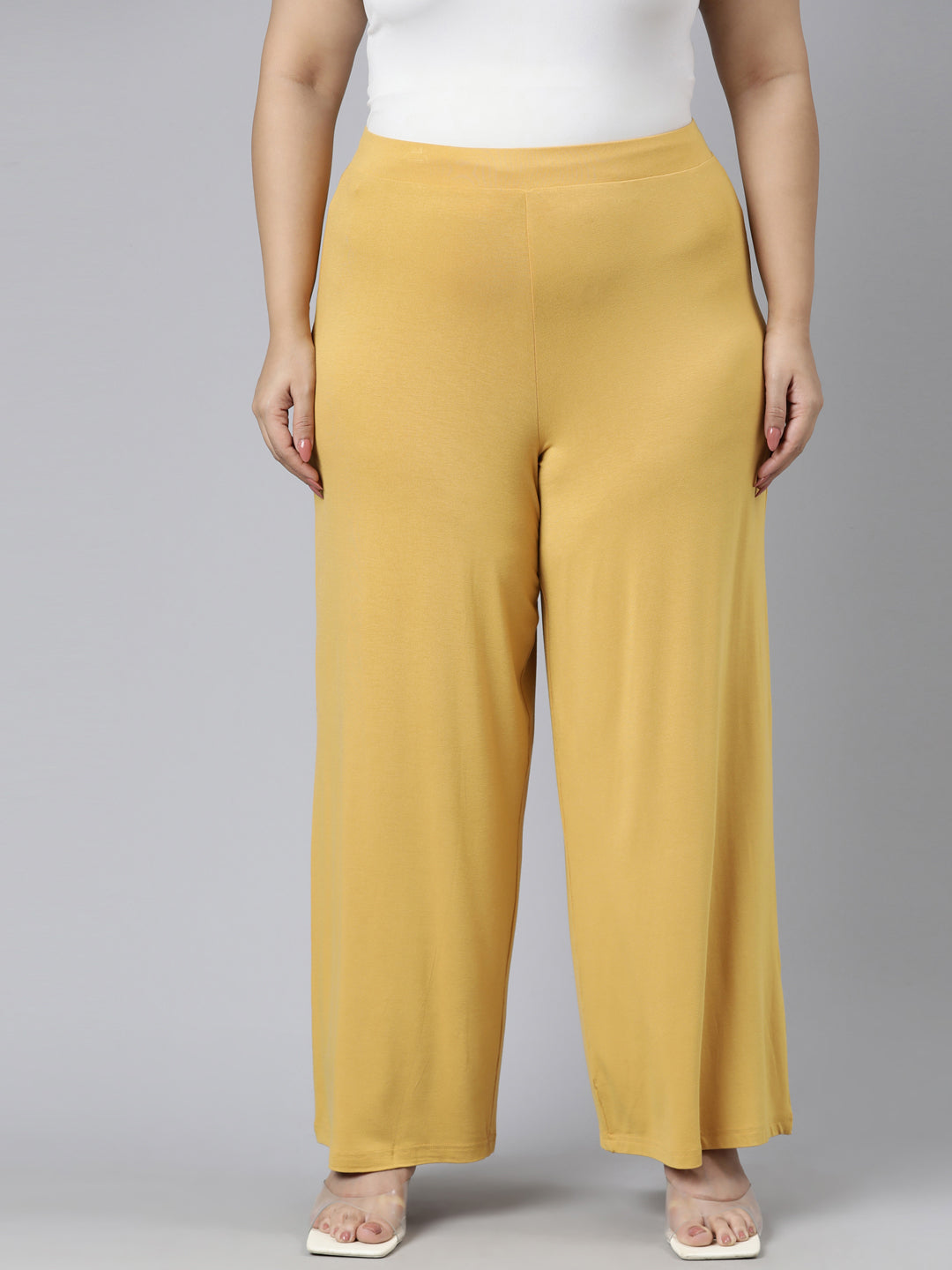 Golden Yellow Viscose Knit Palazzo