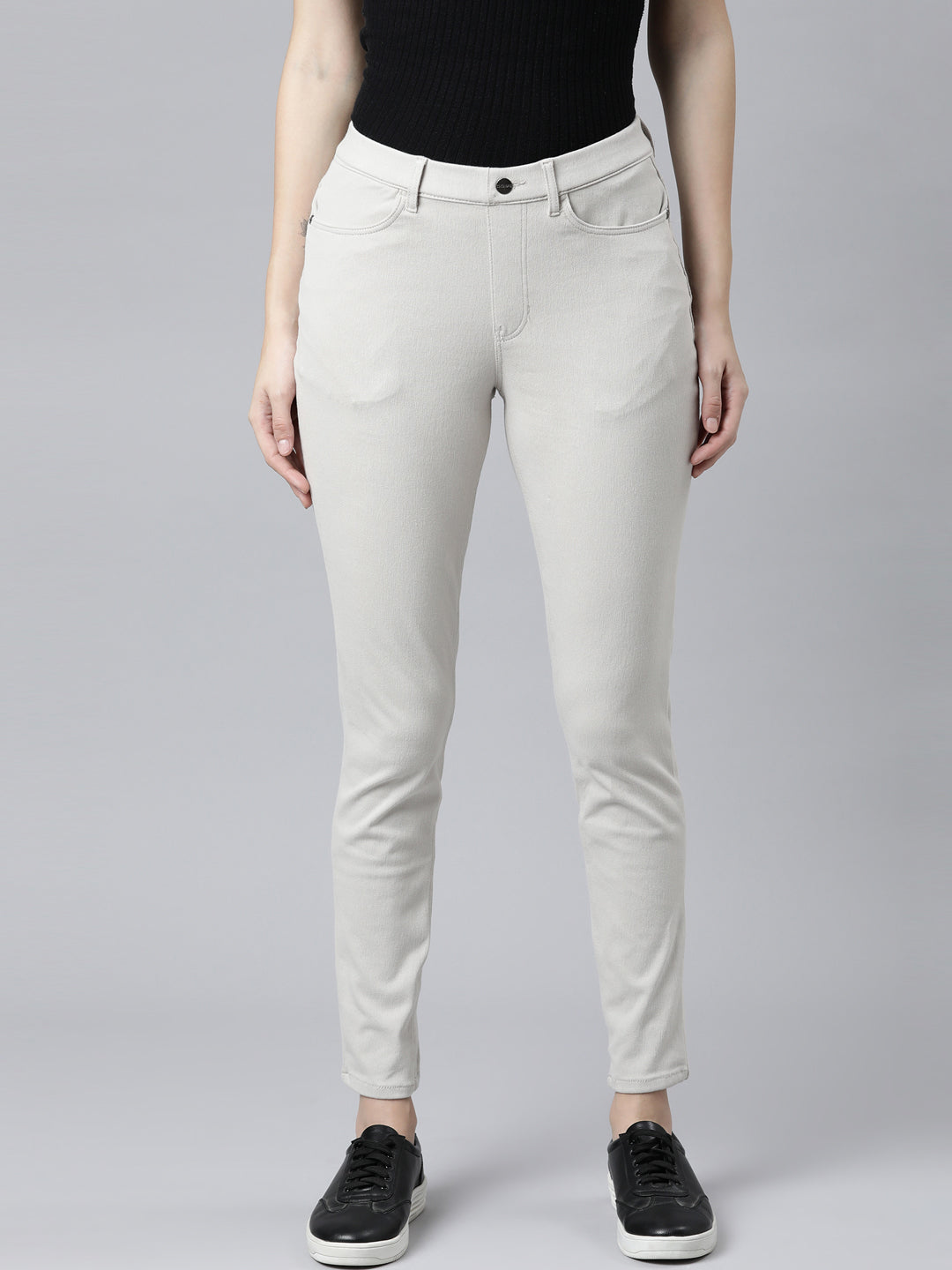 Grey Mist Cotton Polyester Super Stretch Jeggings