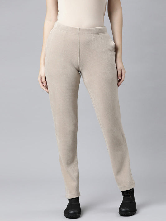 Beige Velour Ultra Warm Pants