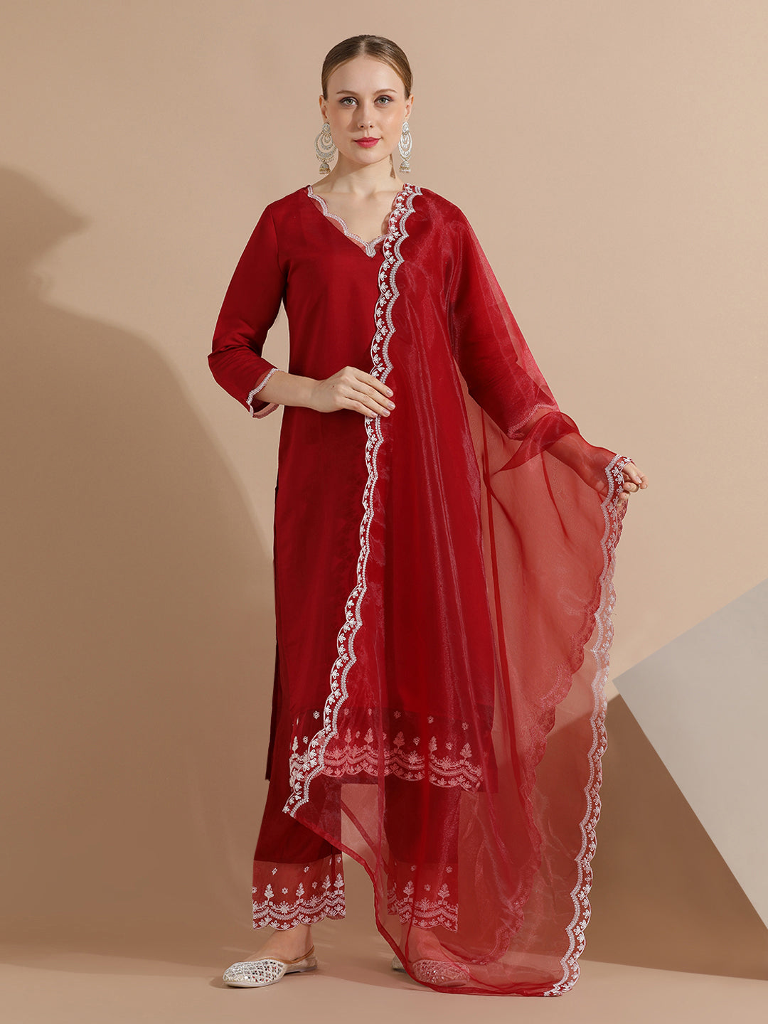 Festive Embroidered Kurta Set With Dupatta