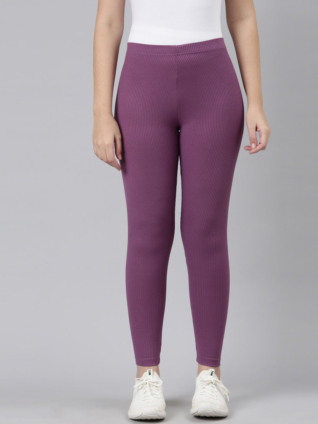 Lilac Drop Needle Fabric Rib Leggings