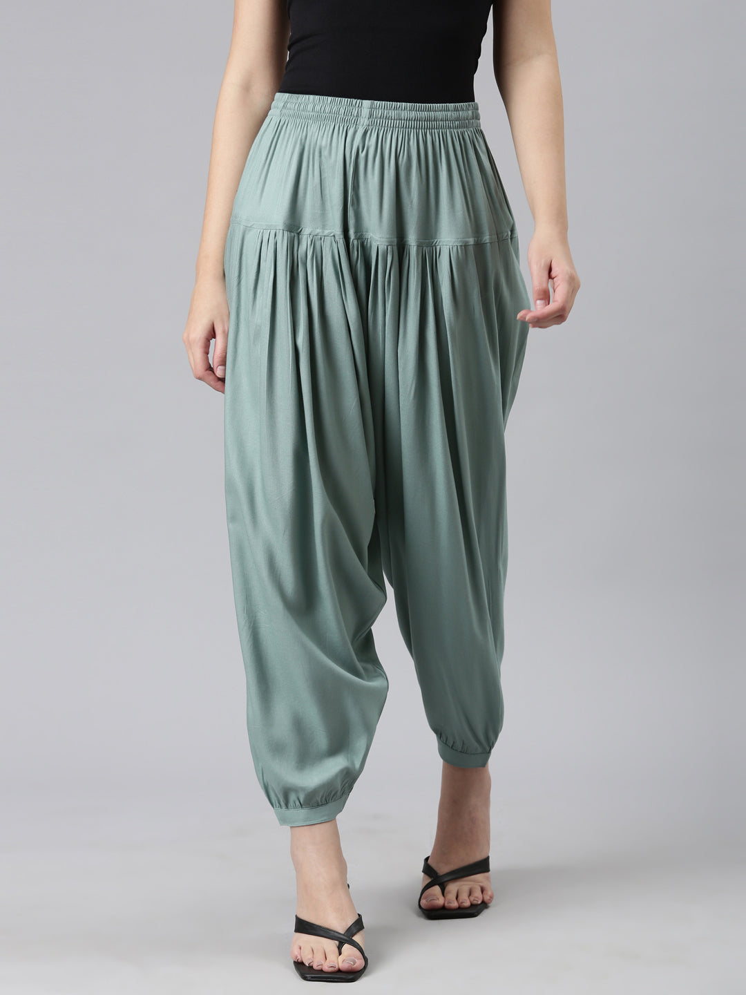 Ocean Green Woven Viscose Harem Pant