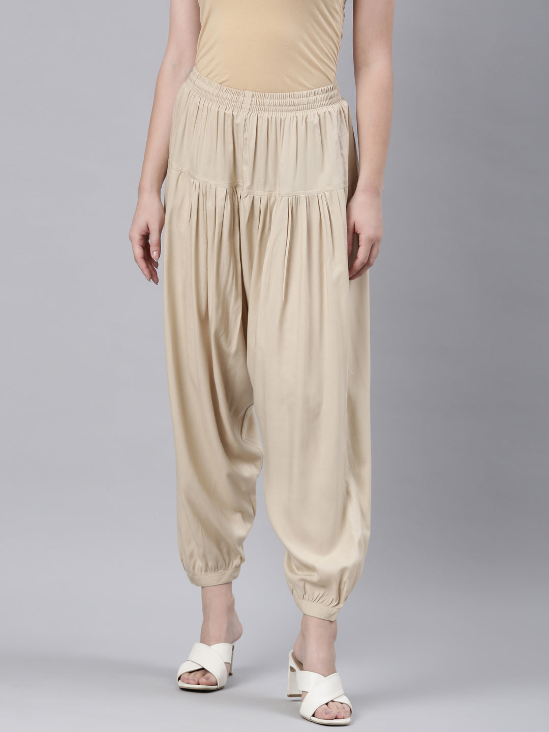 Dark Cream Woven Viscose Harem Pant