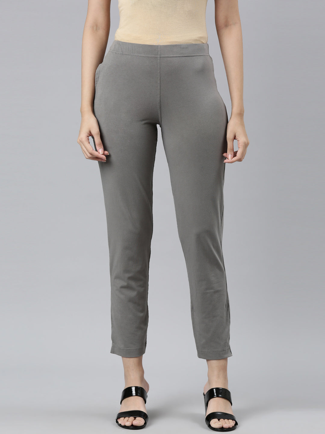 Medium Grey Cotton Stretch Kurti Pants