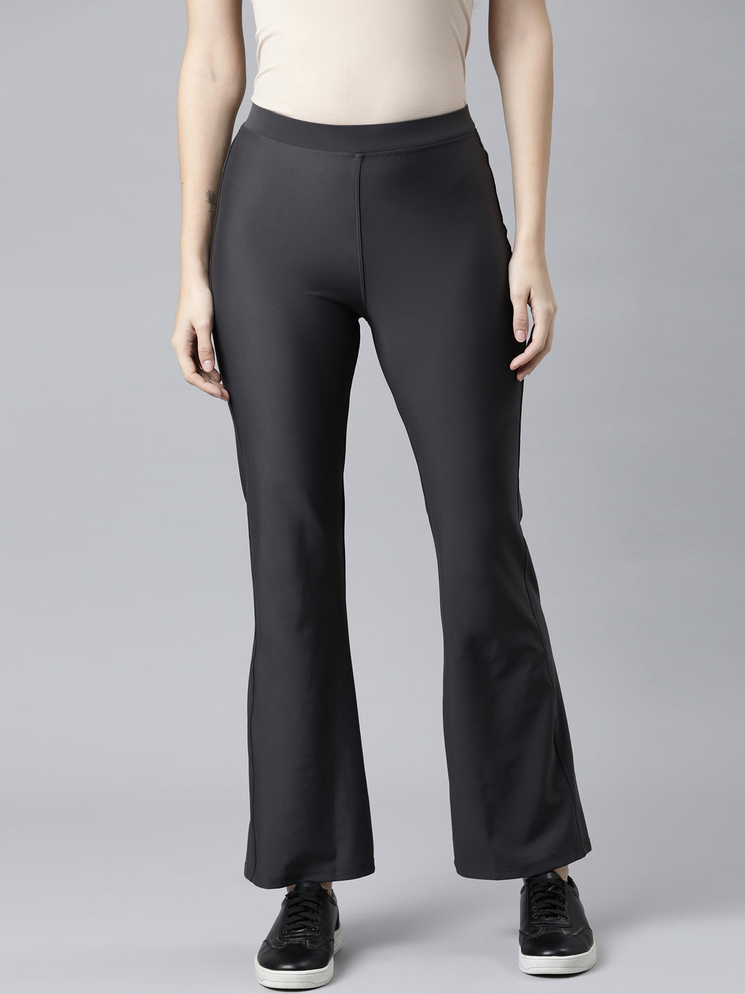 Silver Grey Nylon Stretch Bell Bottom