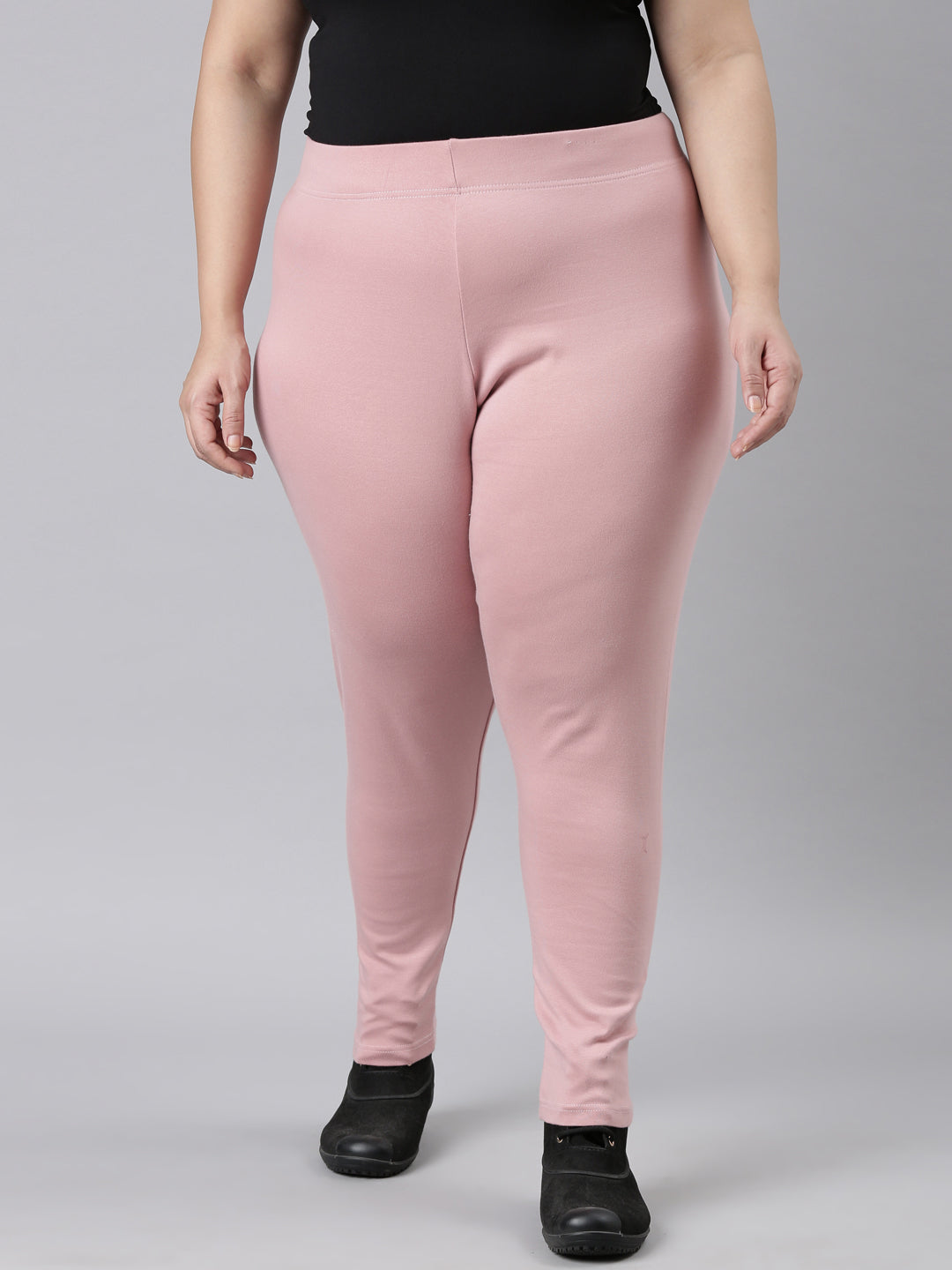 Baby Pink Cotton Stretch Ribbed warm Leggings