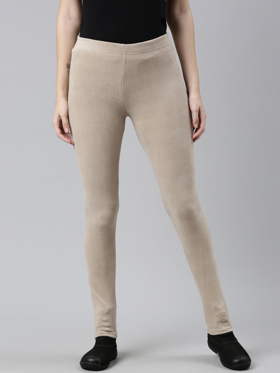 Beige Velour Ultra Warm Leggings