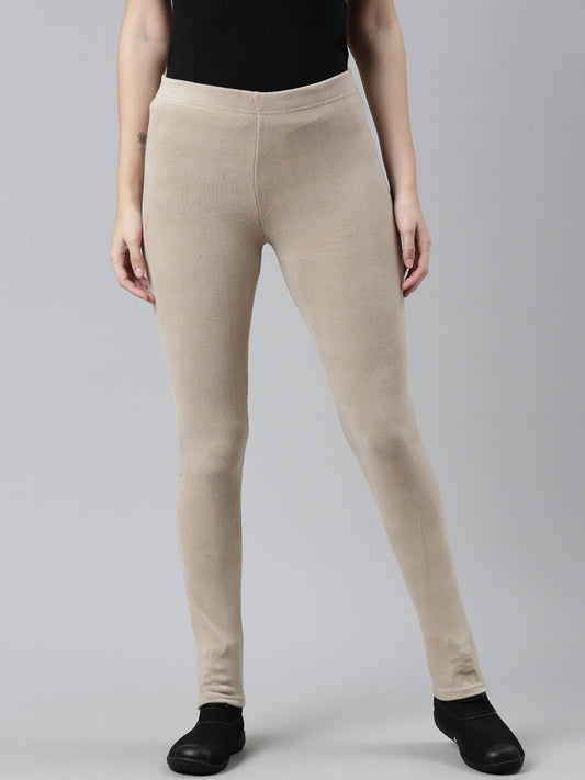 Beige Velour Ultra Warm Leggings