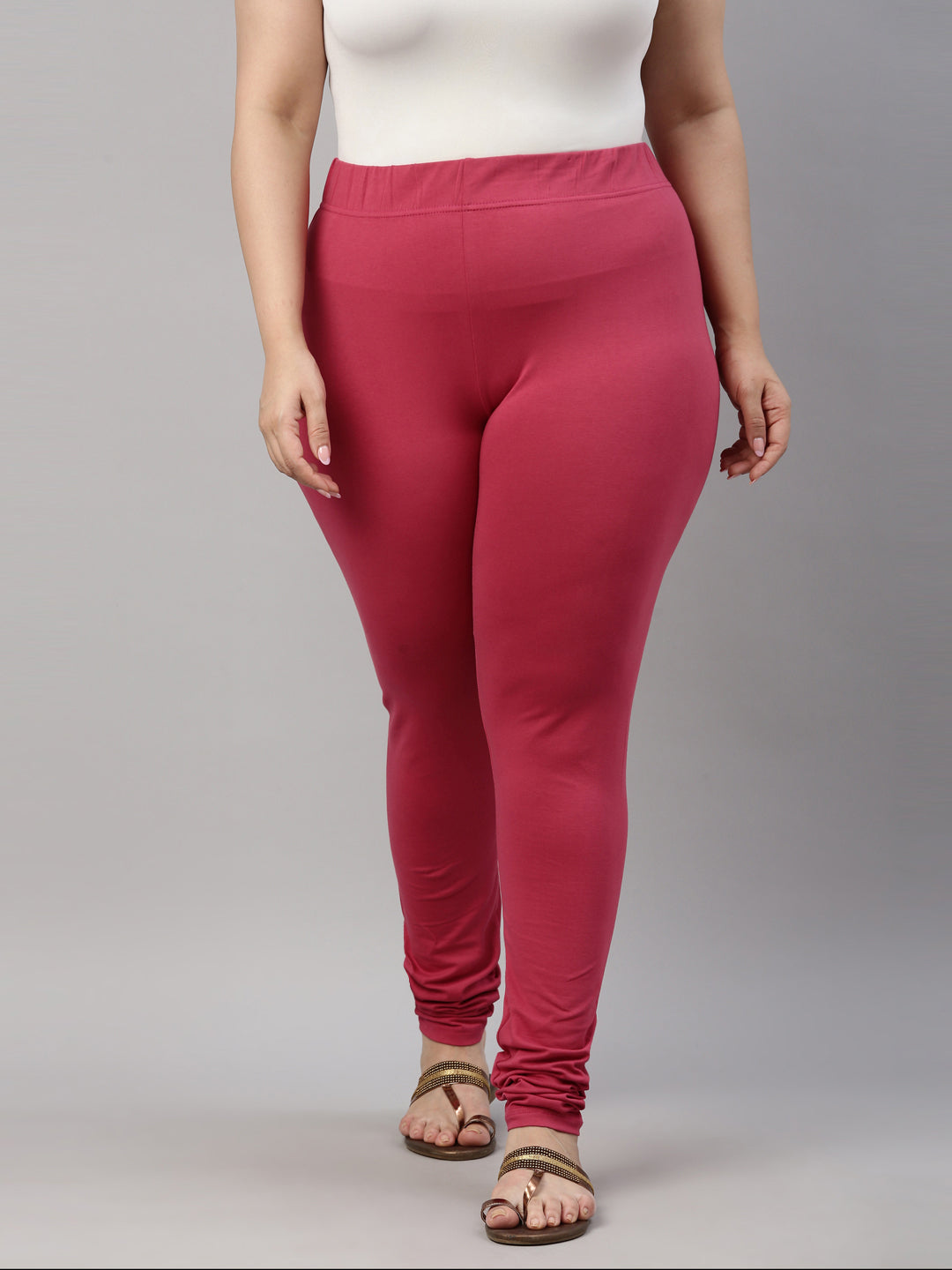 Medium Pink Cotton Stretch Churidar