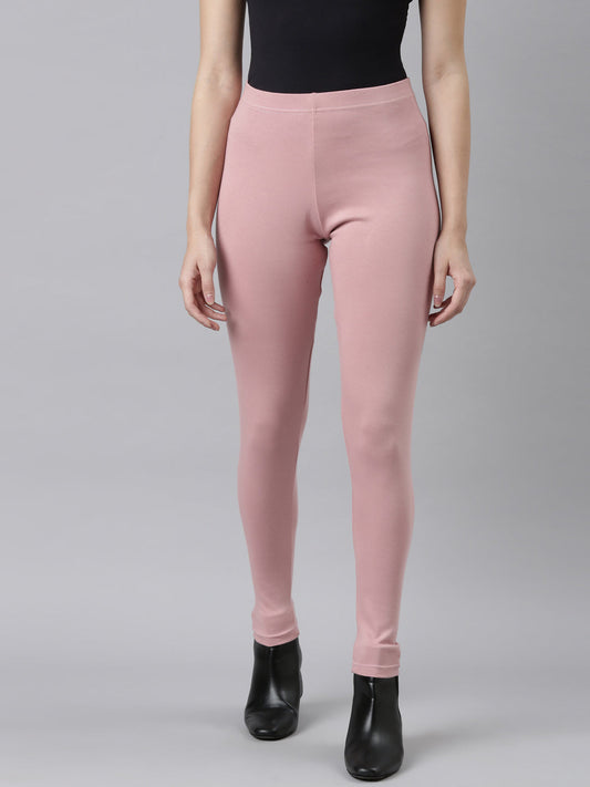 Baby Pink Cotton Stretch Ribbed warm Leggings