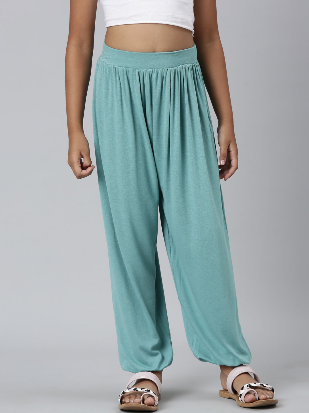 Dark Mint Viscose Stretch Harem