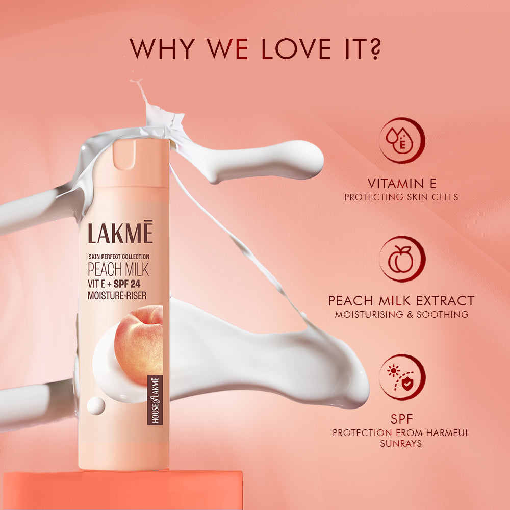 Lakmē Peach Ceramide Moisturizer with SPF 24| For Dry Skin, Normal Skin & Sensitive Skin 60ml