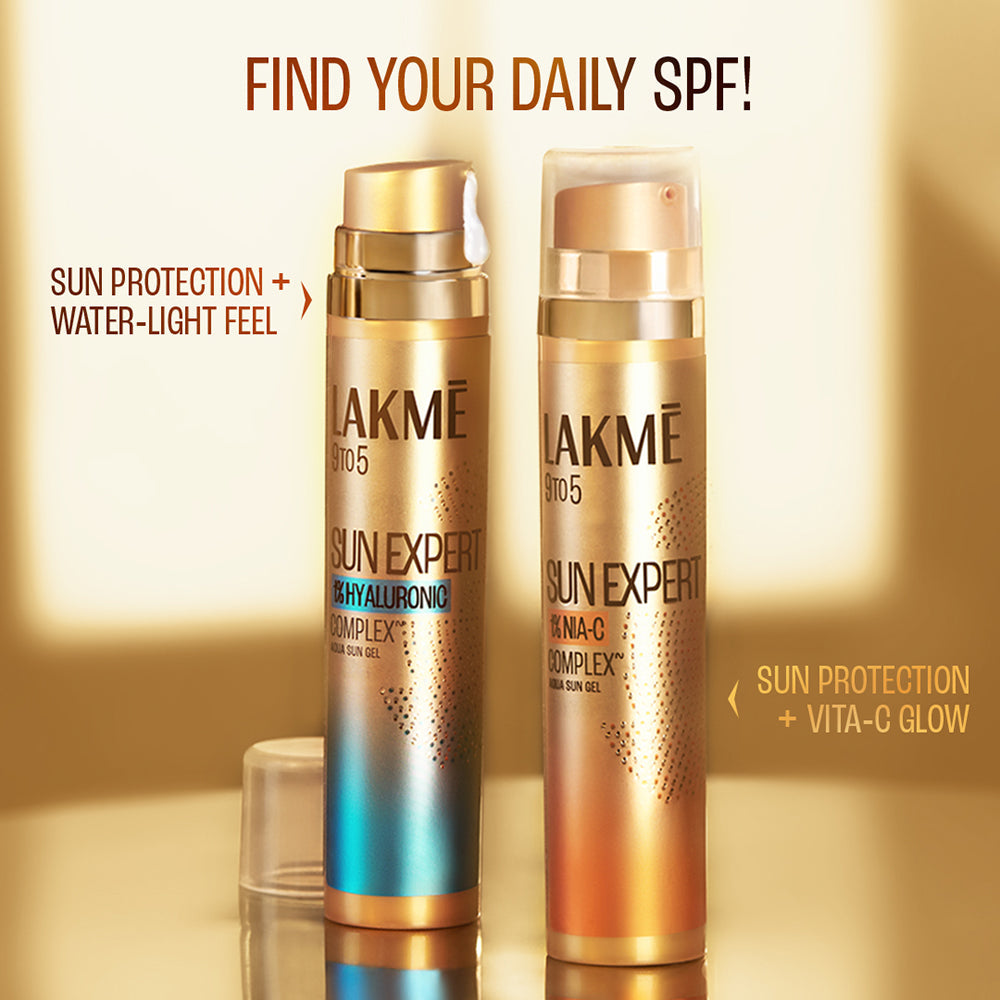 Lakmē 1% Hyaluronic water-light Sunscreen gel SPF 50 Pa++++ For Oily Skin, Plump & Hydrated skin 56g