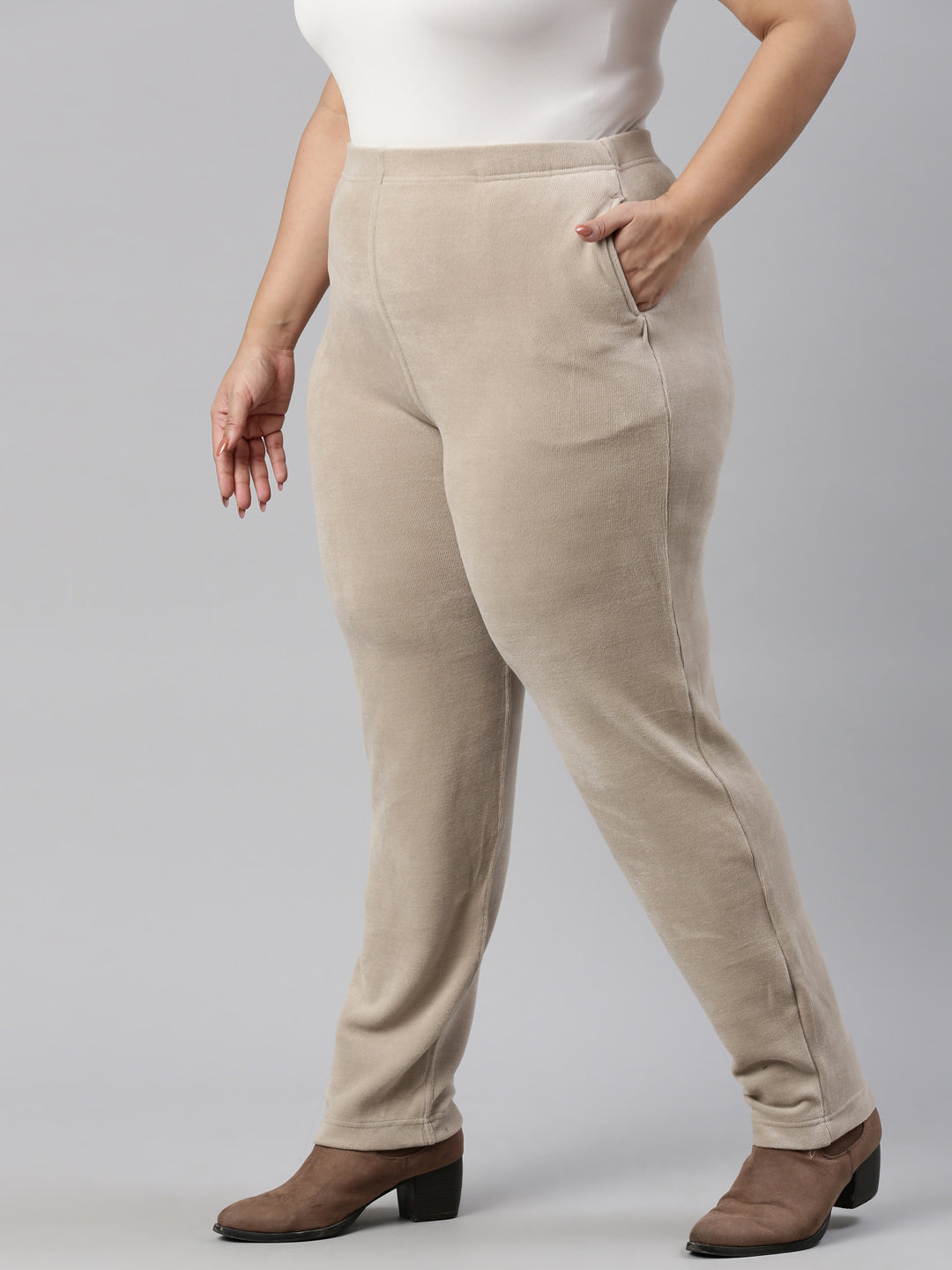Beige Velour Ultra Warm Pants