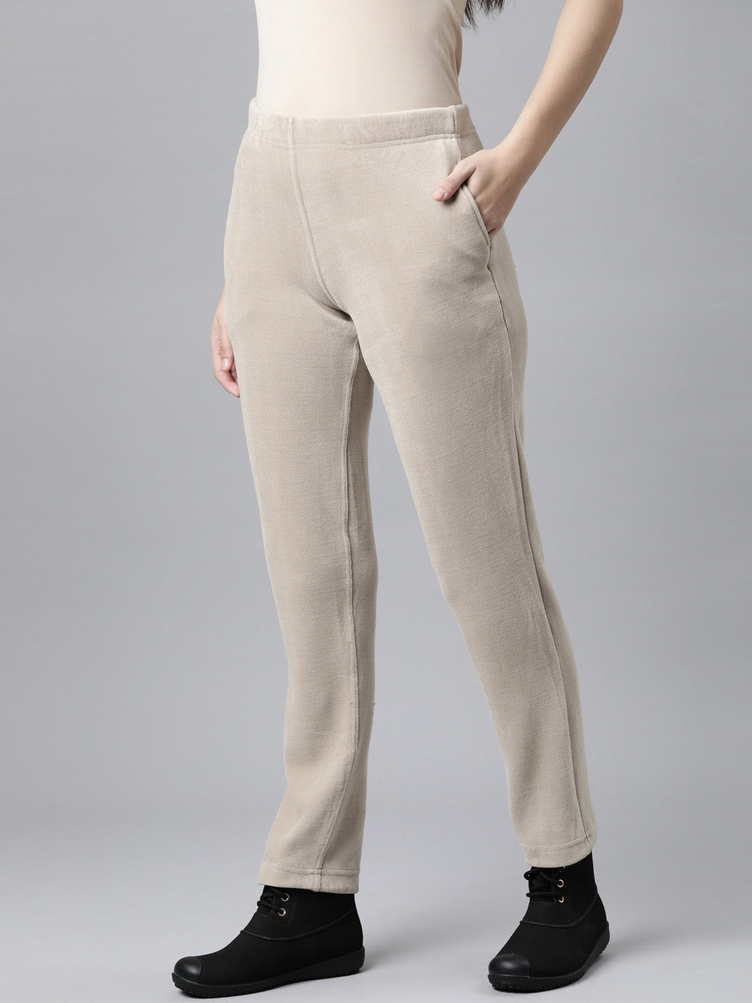 Beige Velour Ultra Warm Pants