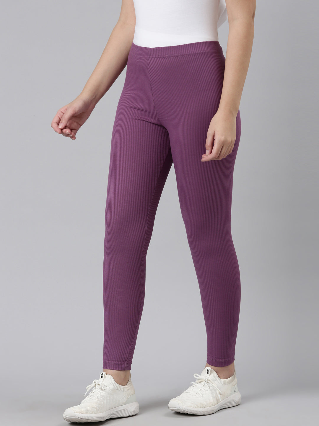 Lilac Drop Needle Fabric Rib Leggings