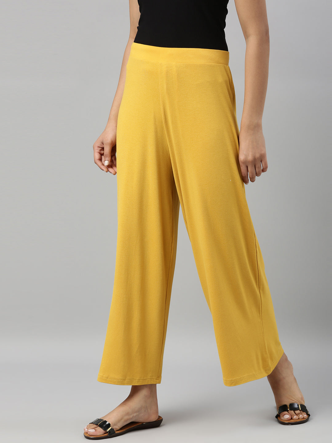 Golden Yellow Viscose Knit Palazzo
