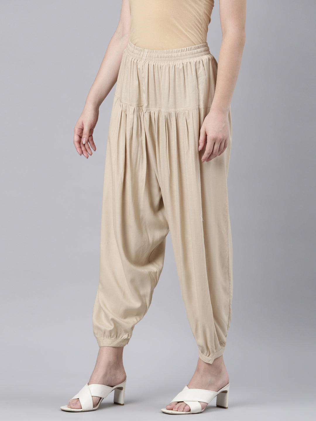 Dark Cream Woven Viscose Harem Pant