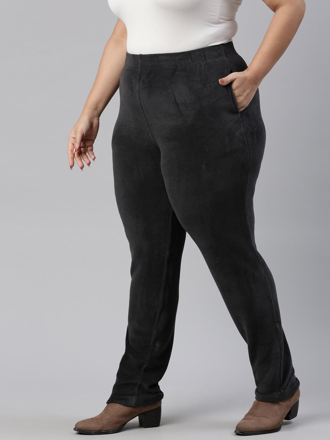 Silver Grey Velour Ultra Warm Pants