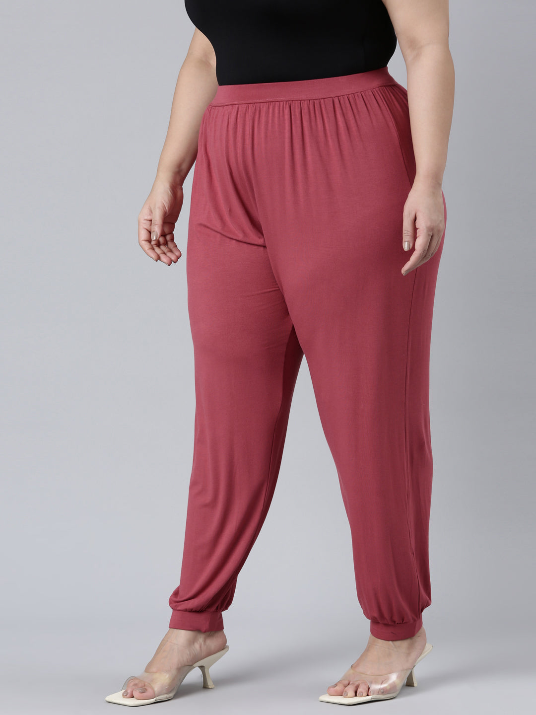 Rusty Pink Viscose Stretch Harems