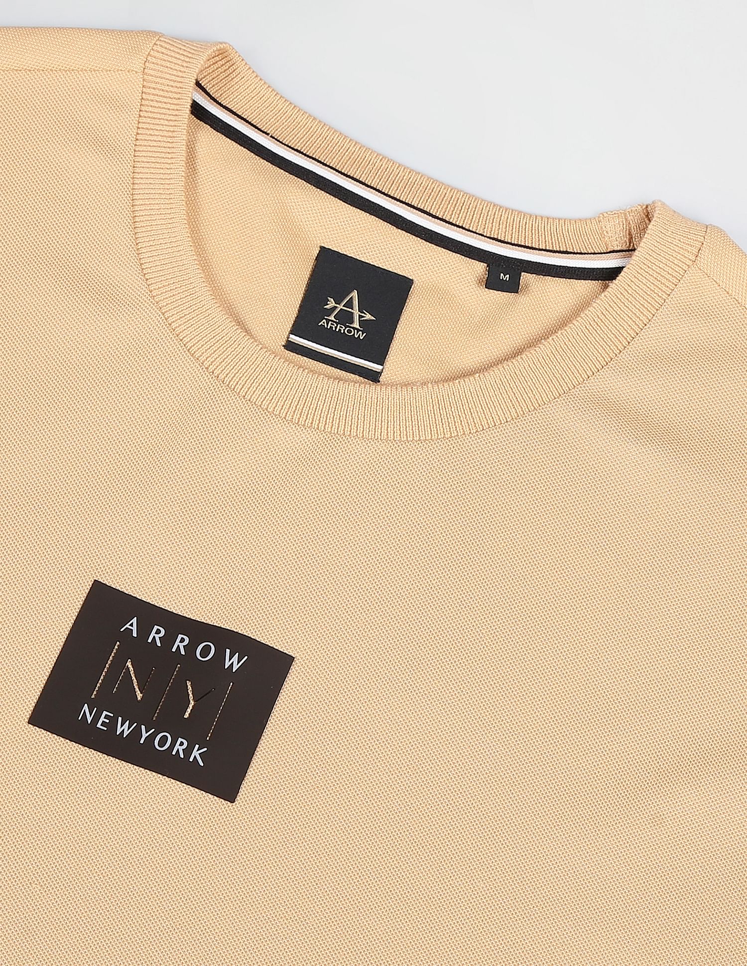 Striped Cuff Cotton Logo T-Shirt