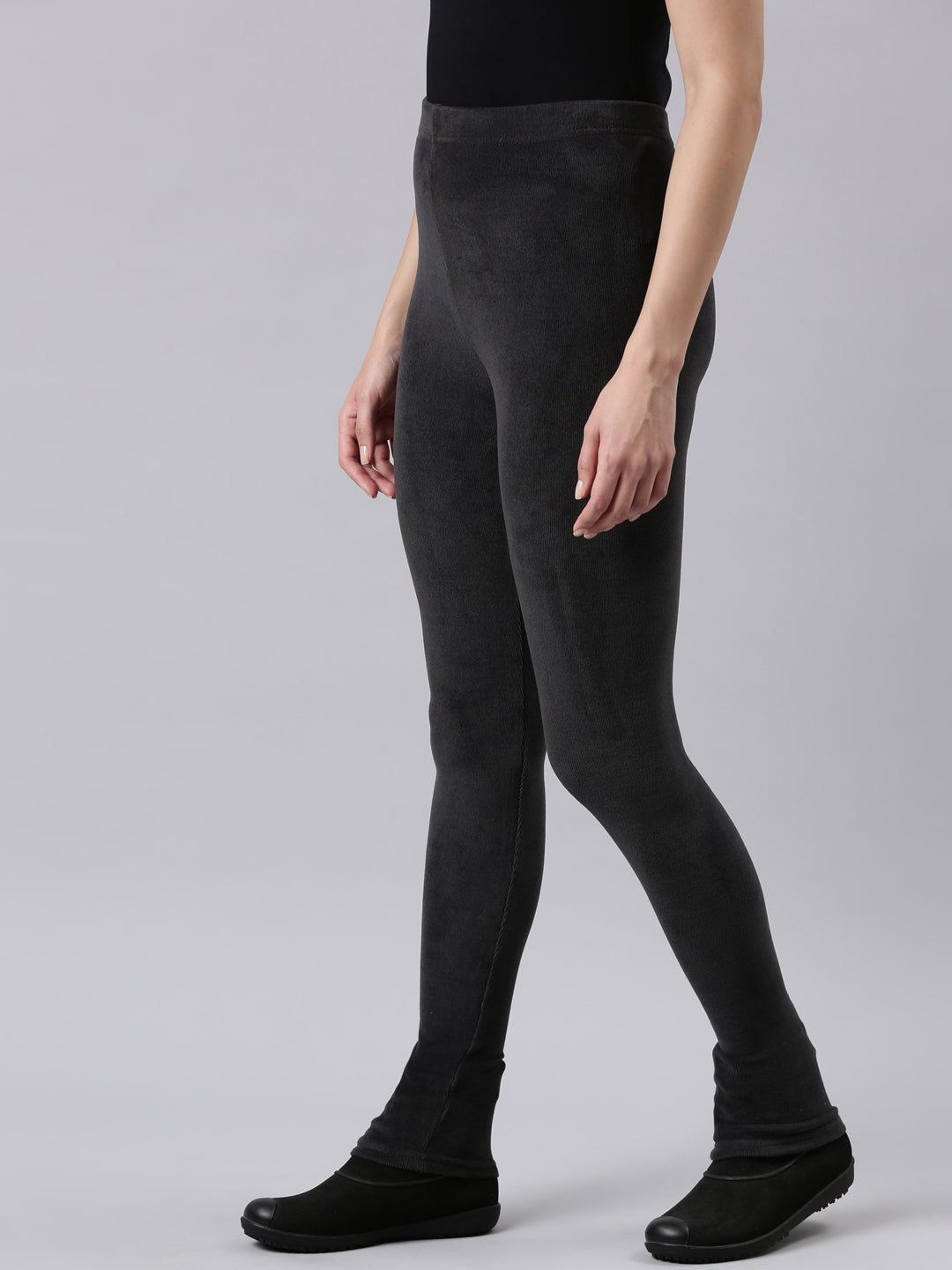 Silver Grey Velour Ultra Warm Leggings
