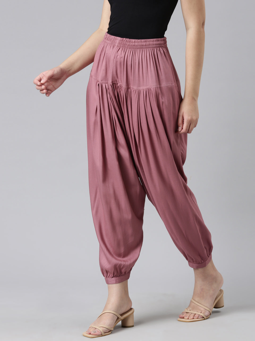 Light Wine Woven Viscose Harem Pant