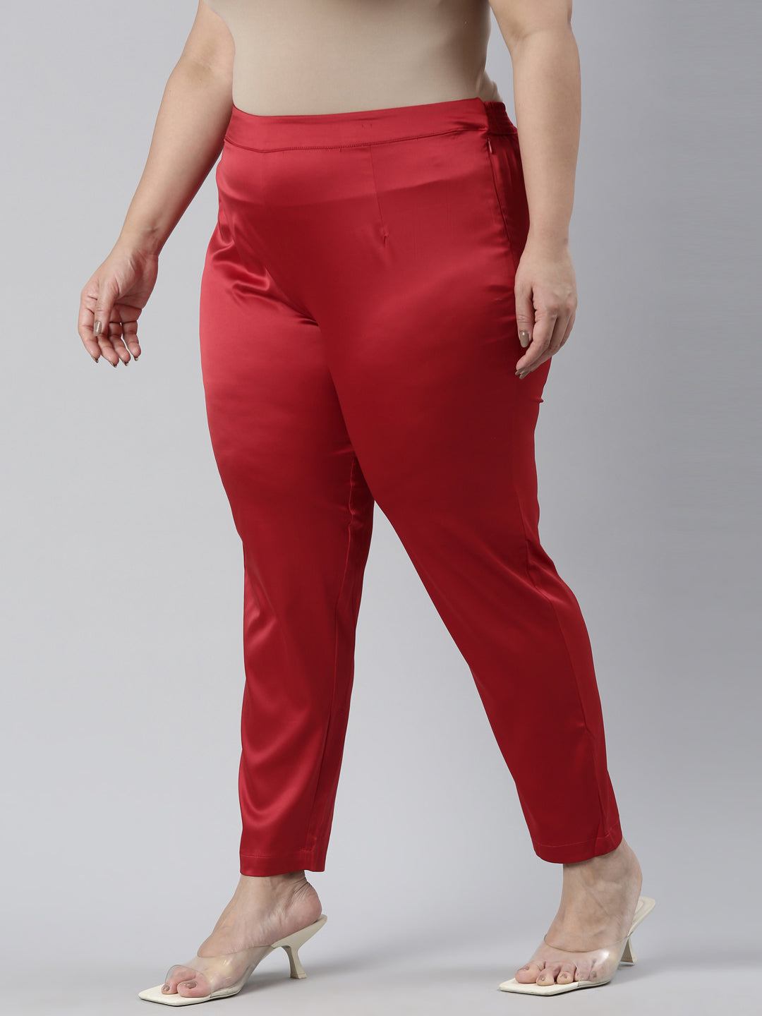 Cherry Polyester Shiny Pants