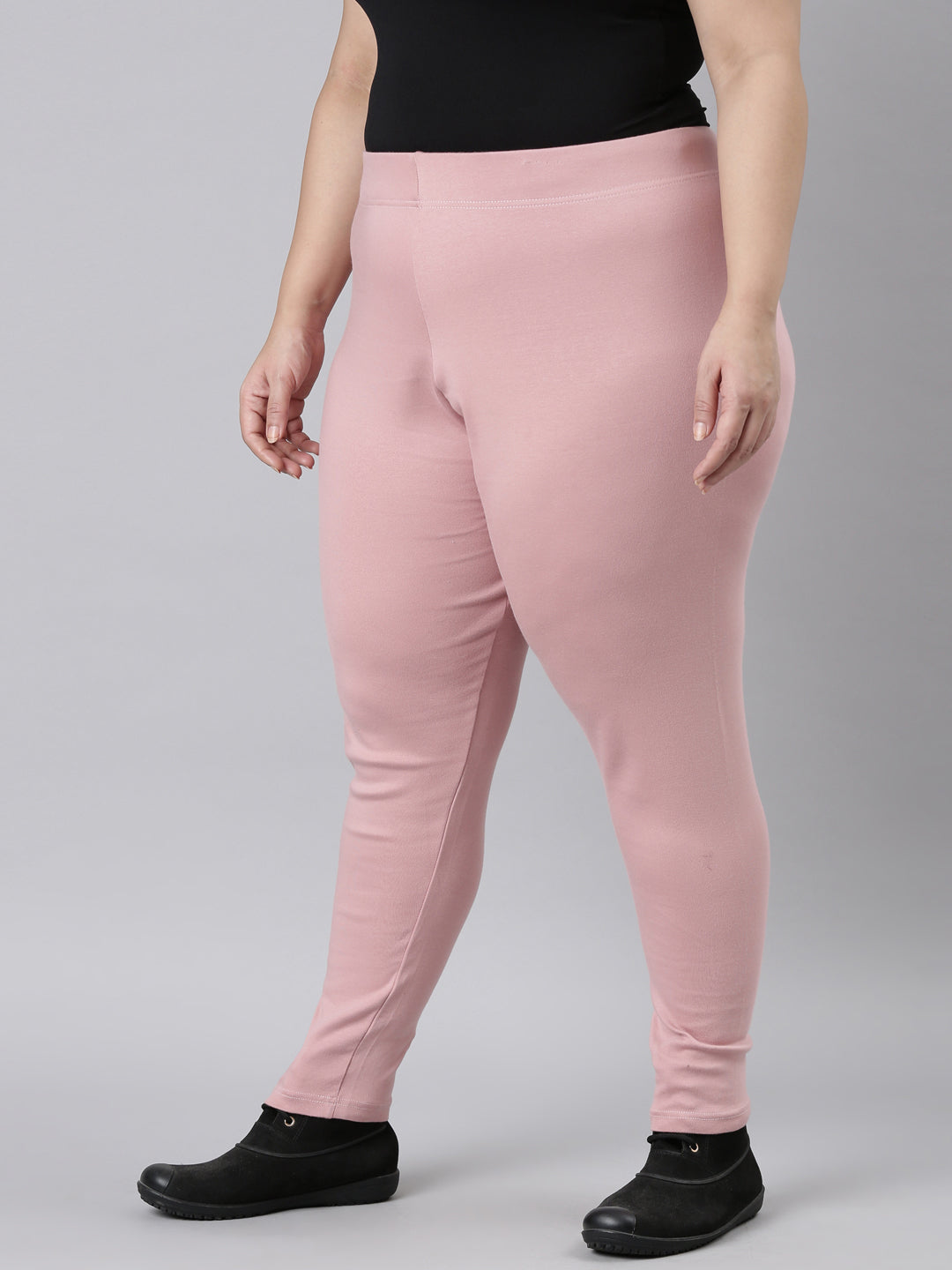 Baby Pink Cotton Stretch Ribbed warm Leggings
