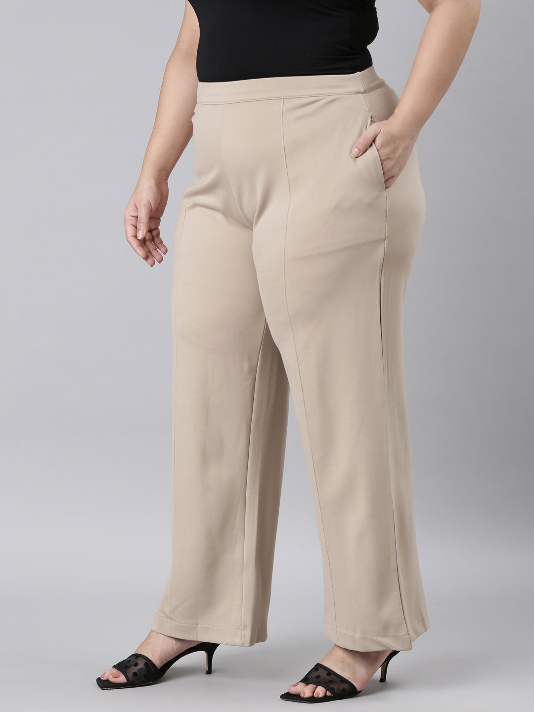 Beige Roma Ponte Wide Pants