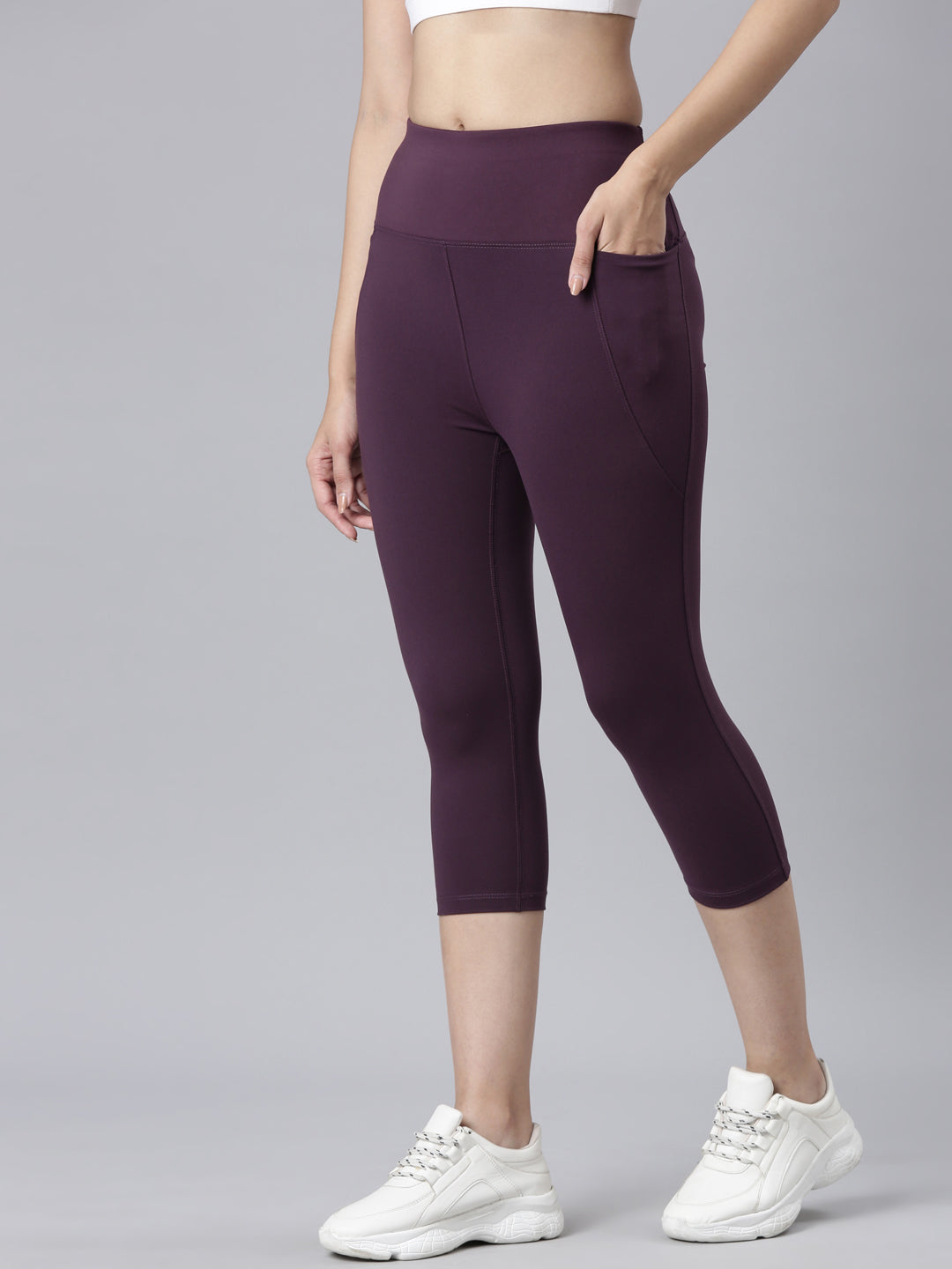 Purple Poly Stretch Training Capri