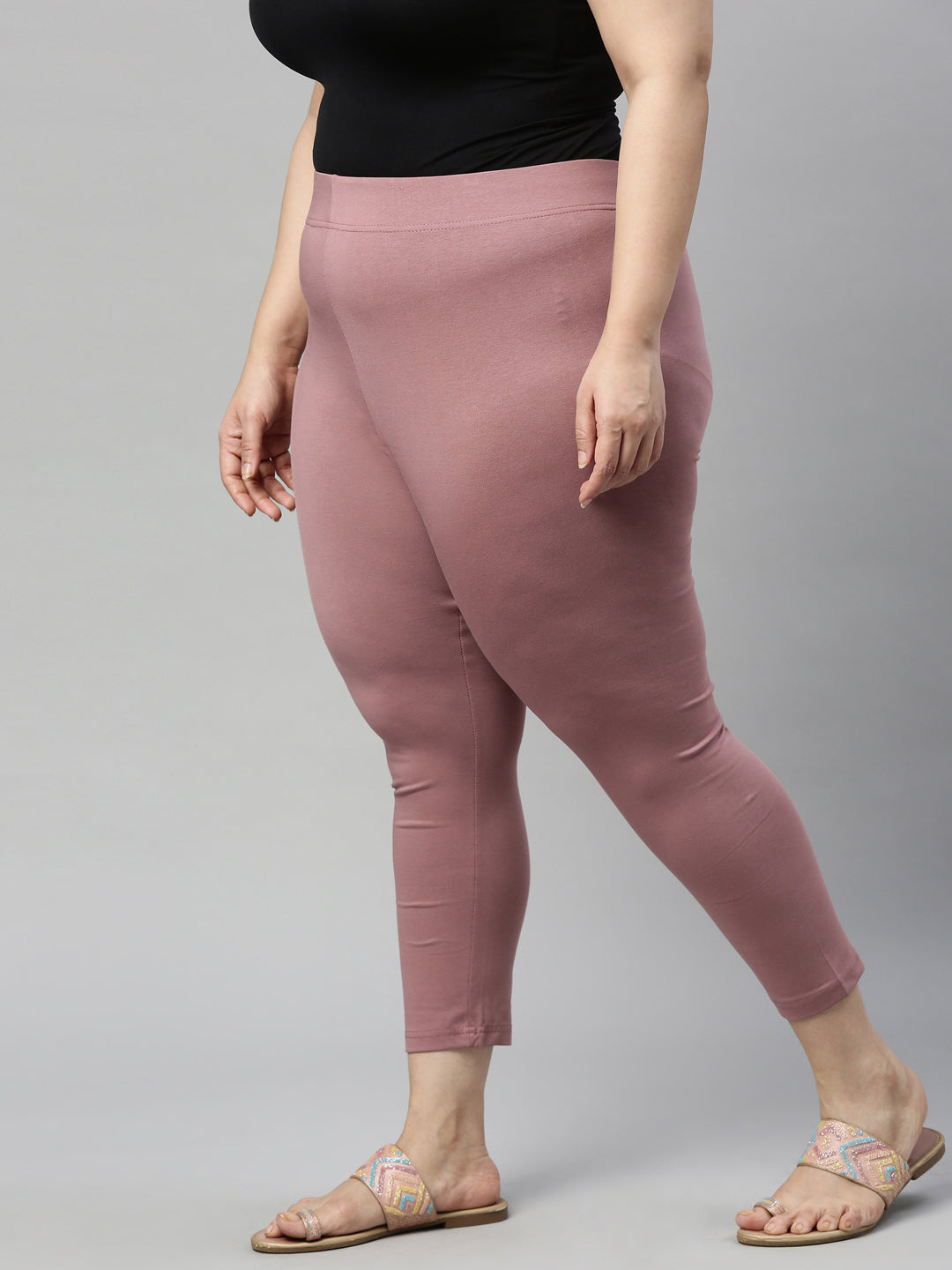 Dusty Voilet Cotton Stretch Cropped Leggings