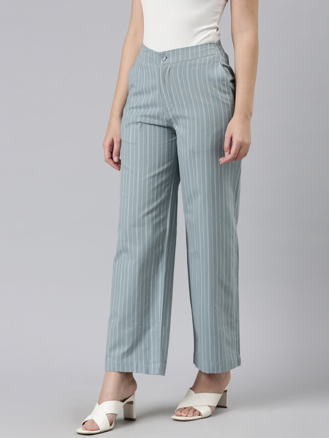 Blue Cotton Stripes Cargo Pant