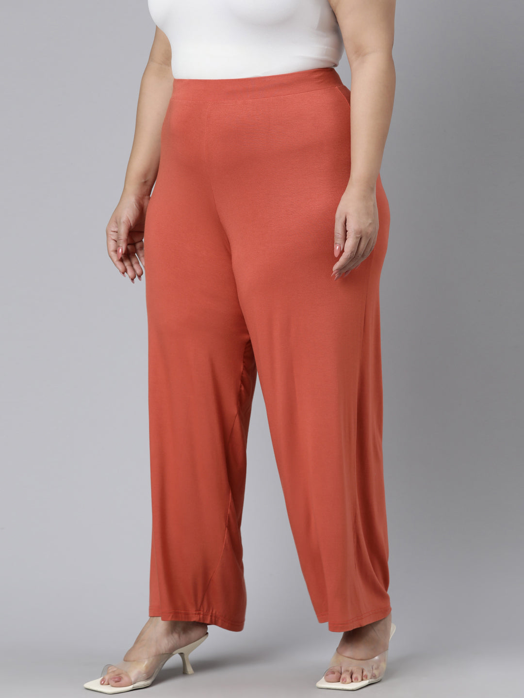 Rust Viscose Knit Palazzo