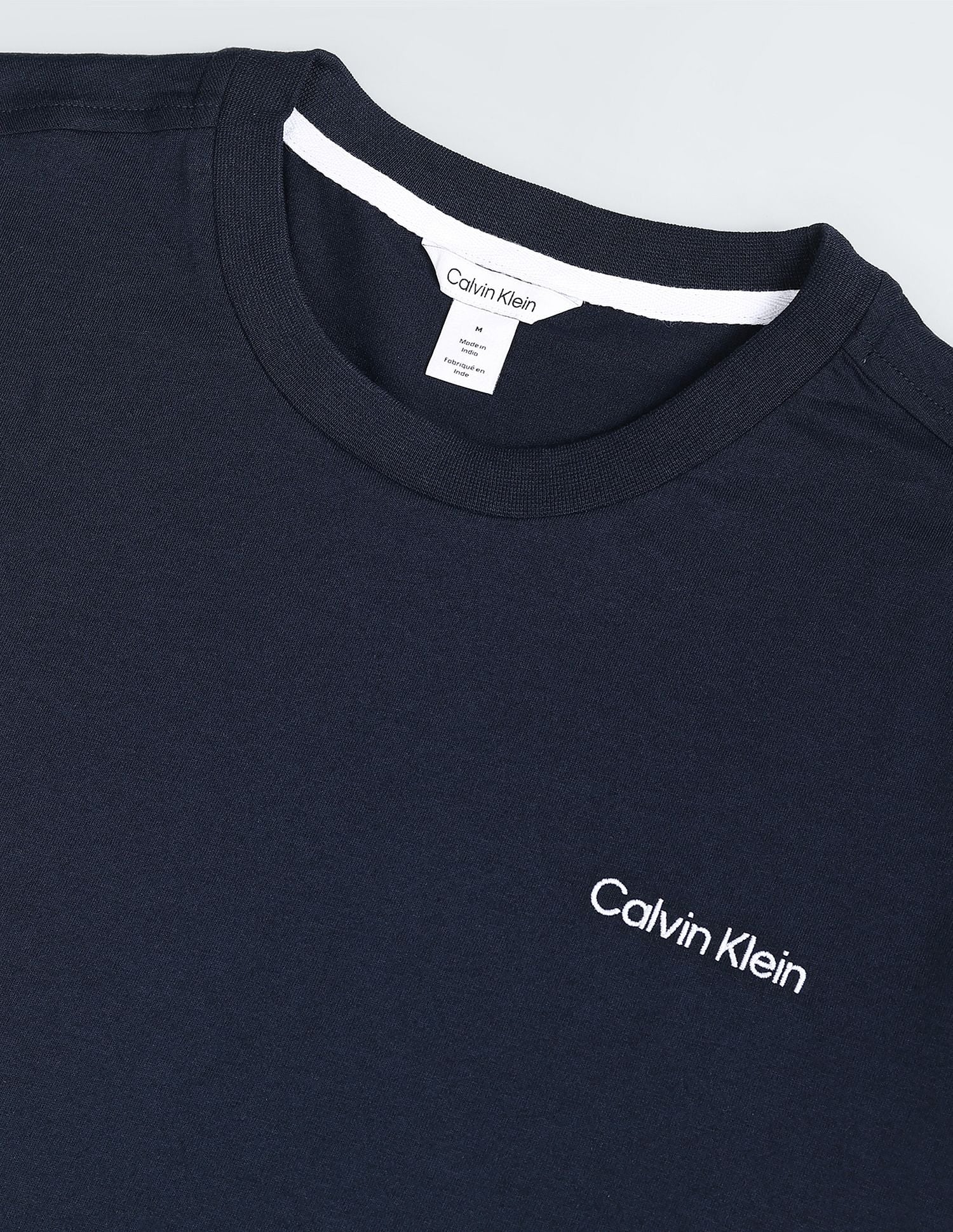 Crew Neck Solid Contrast Piping T-Shirt