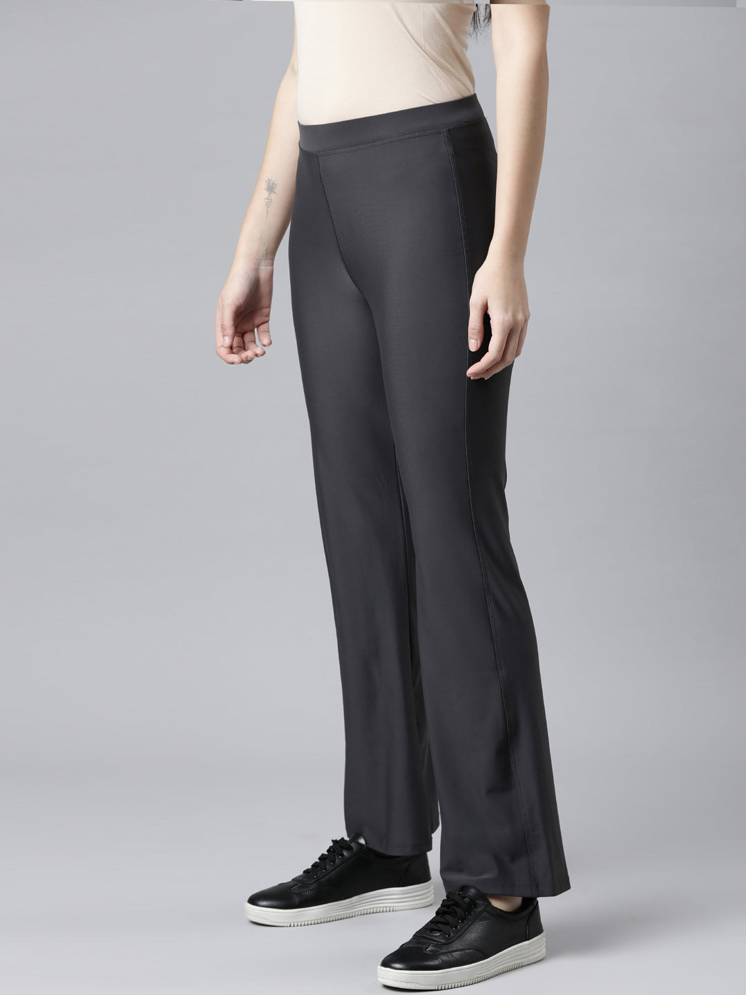 Silver Grey Nylon Stretch Bell Bottom