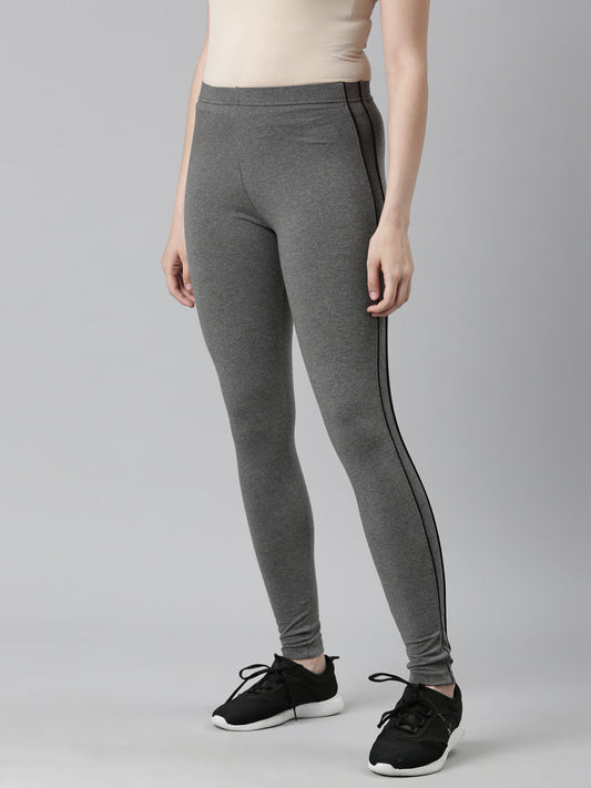 Antra Melanges Cotton Stretch Side Stripes Active Leggings