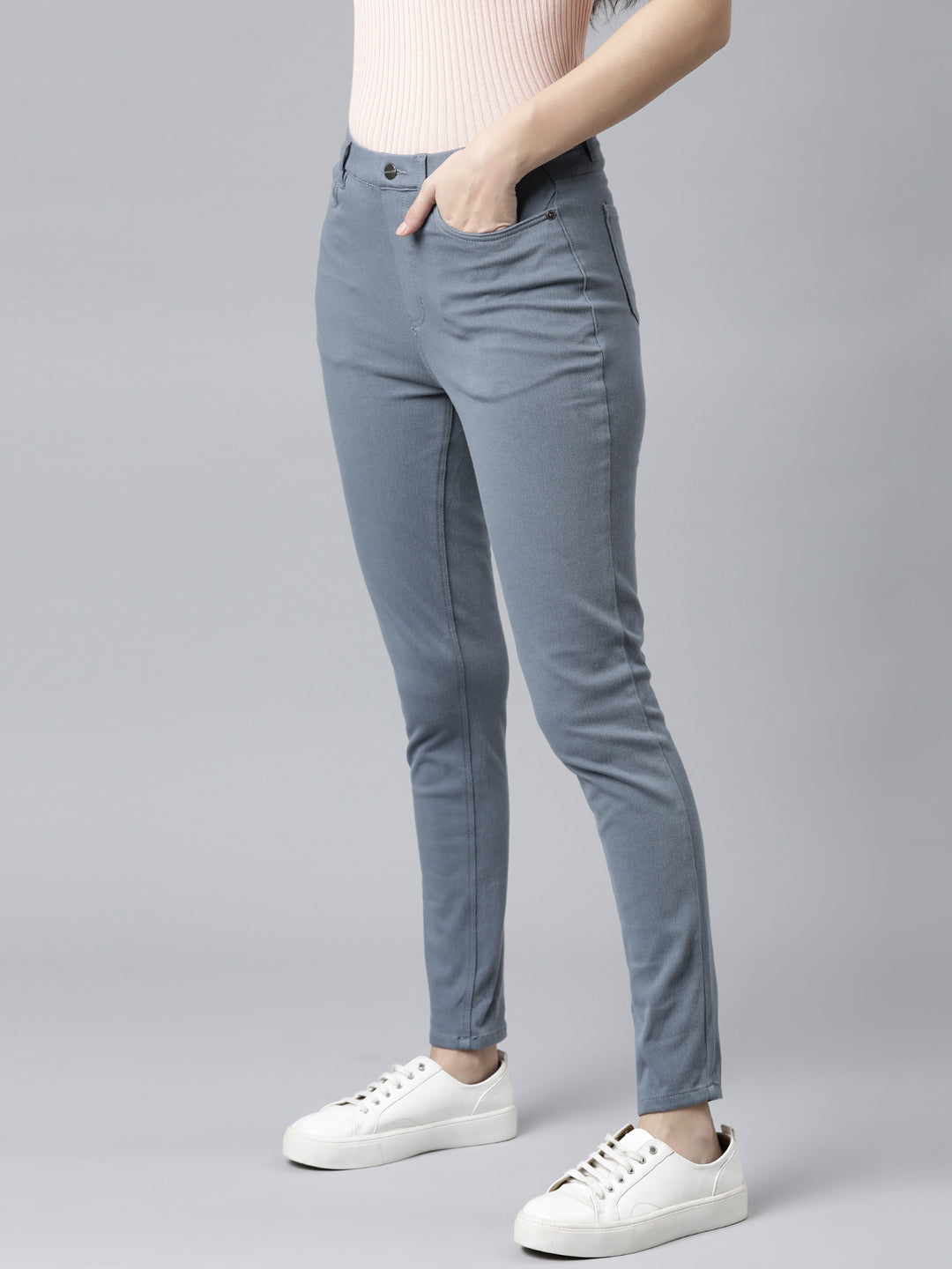 Jeans Blue Cotton Polyester Super Stretch Jeggings