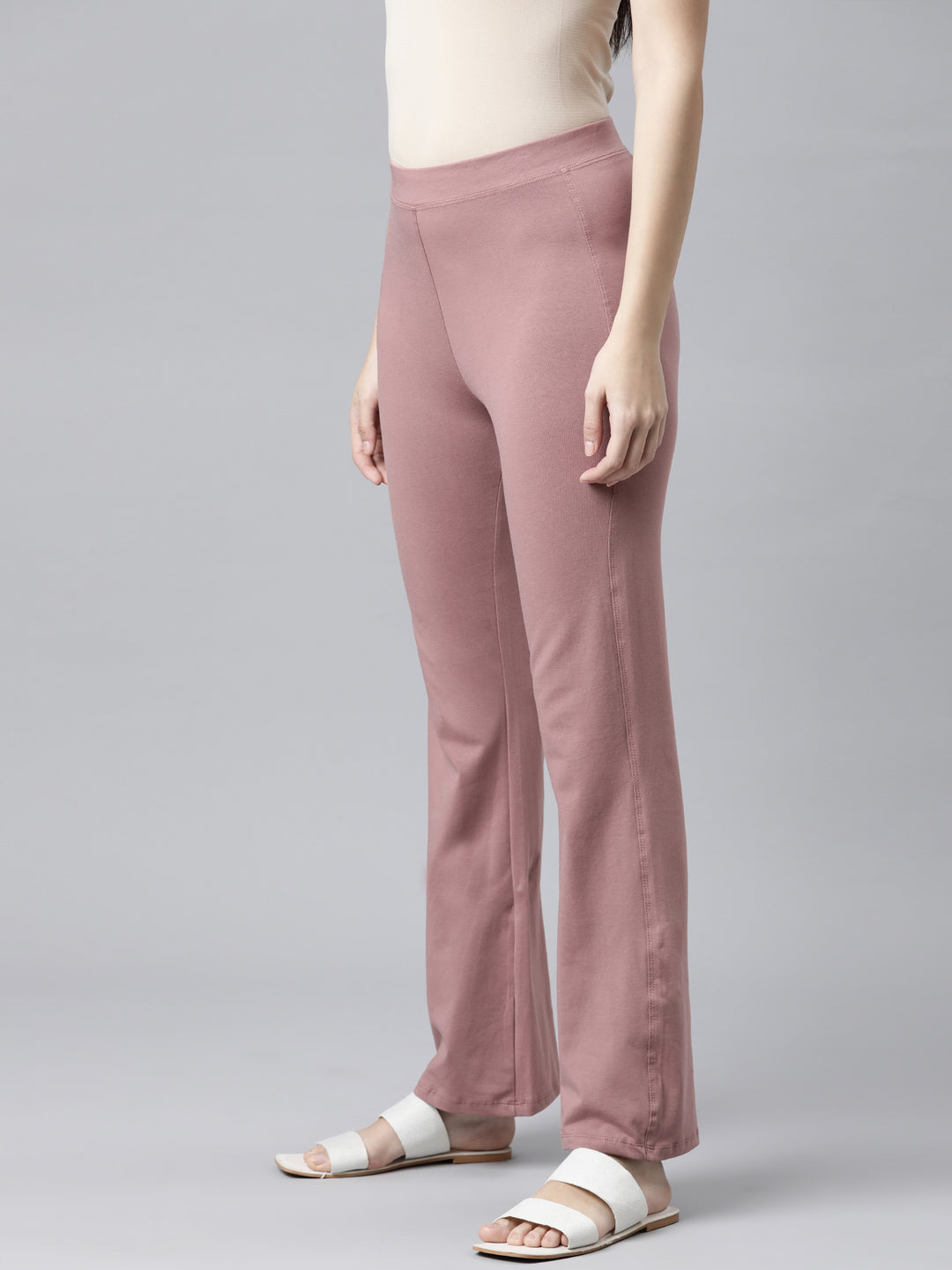 Dusty Voilet Cotton Stretch Flared Pant