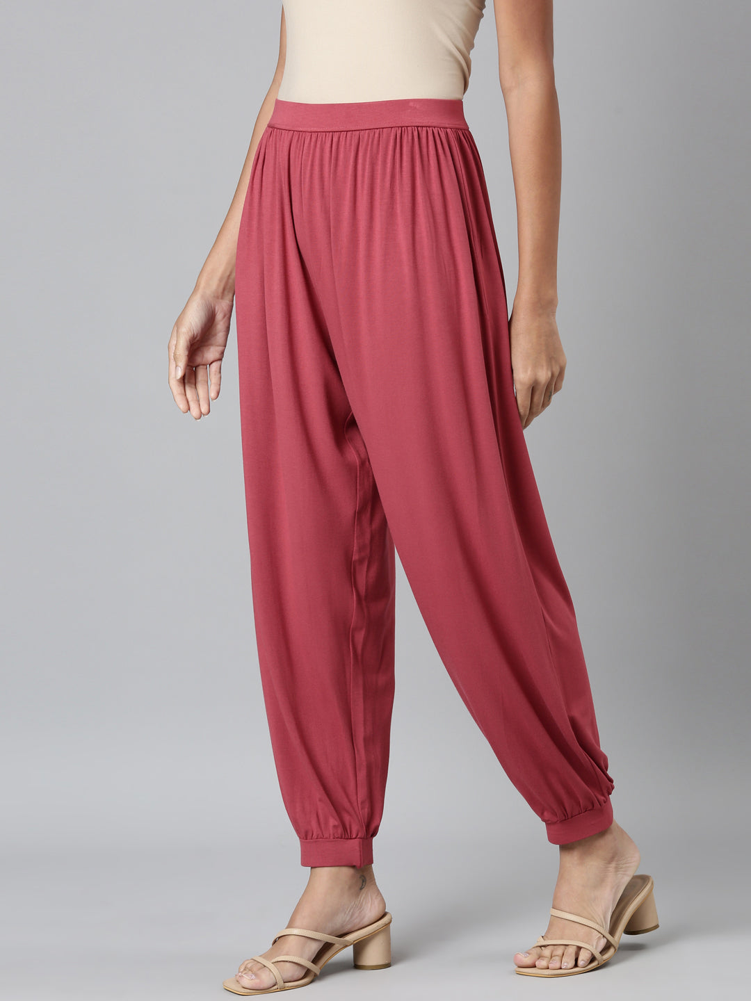 Rusty Pink Viscose Stretch Harems